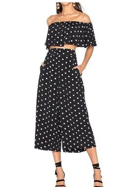 House of Harlow x Revolve Women Pants Gwen Polka Cut Culotte Wide Leg
